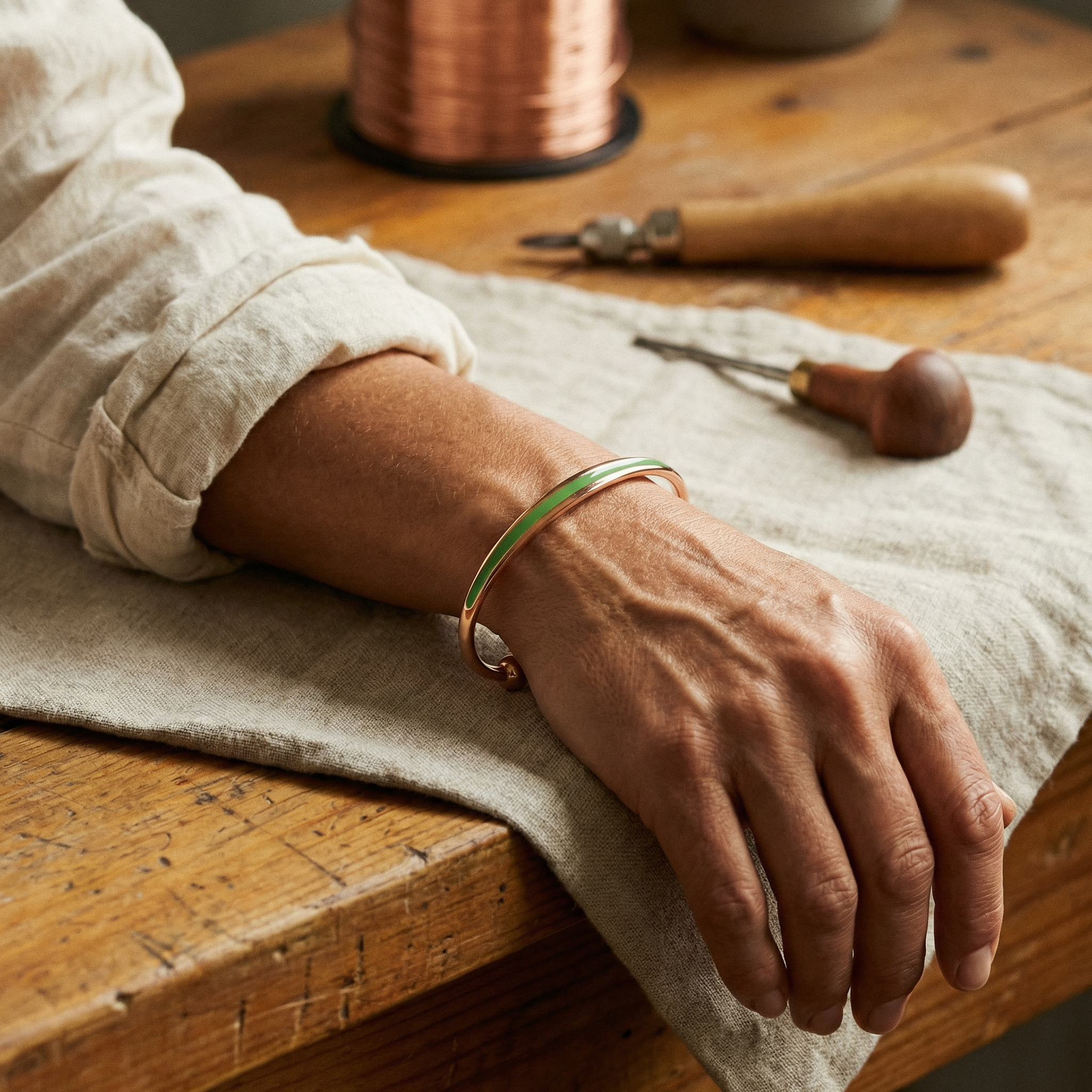 Rita's Jade Copper Bracelet