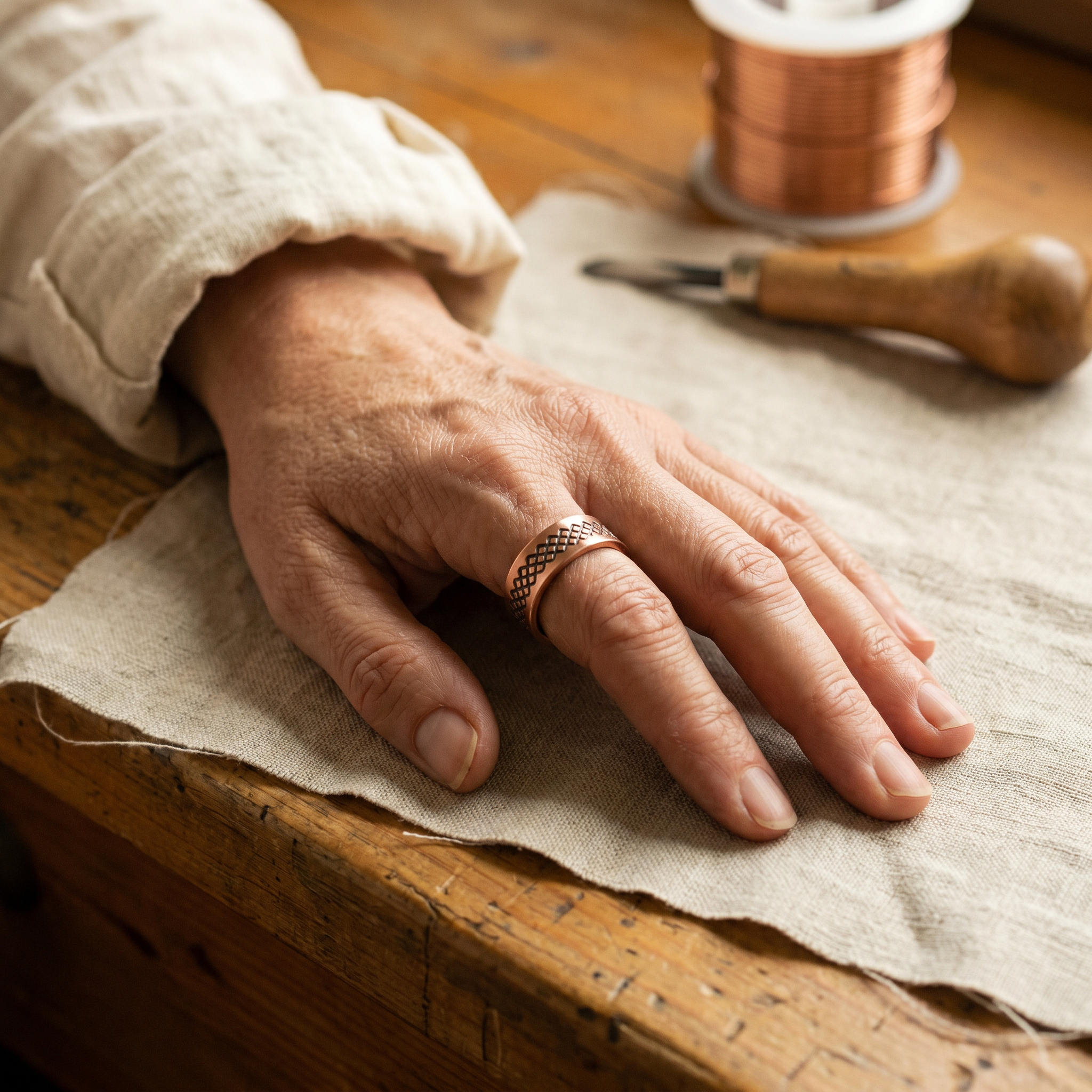 Rita's Grid Copper Ring