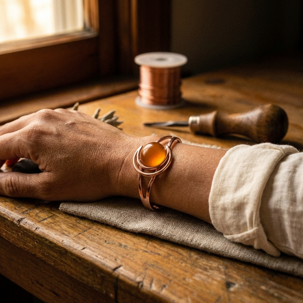 Rita's Sphere Orange Copper Bracelet