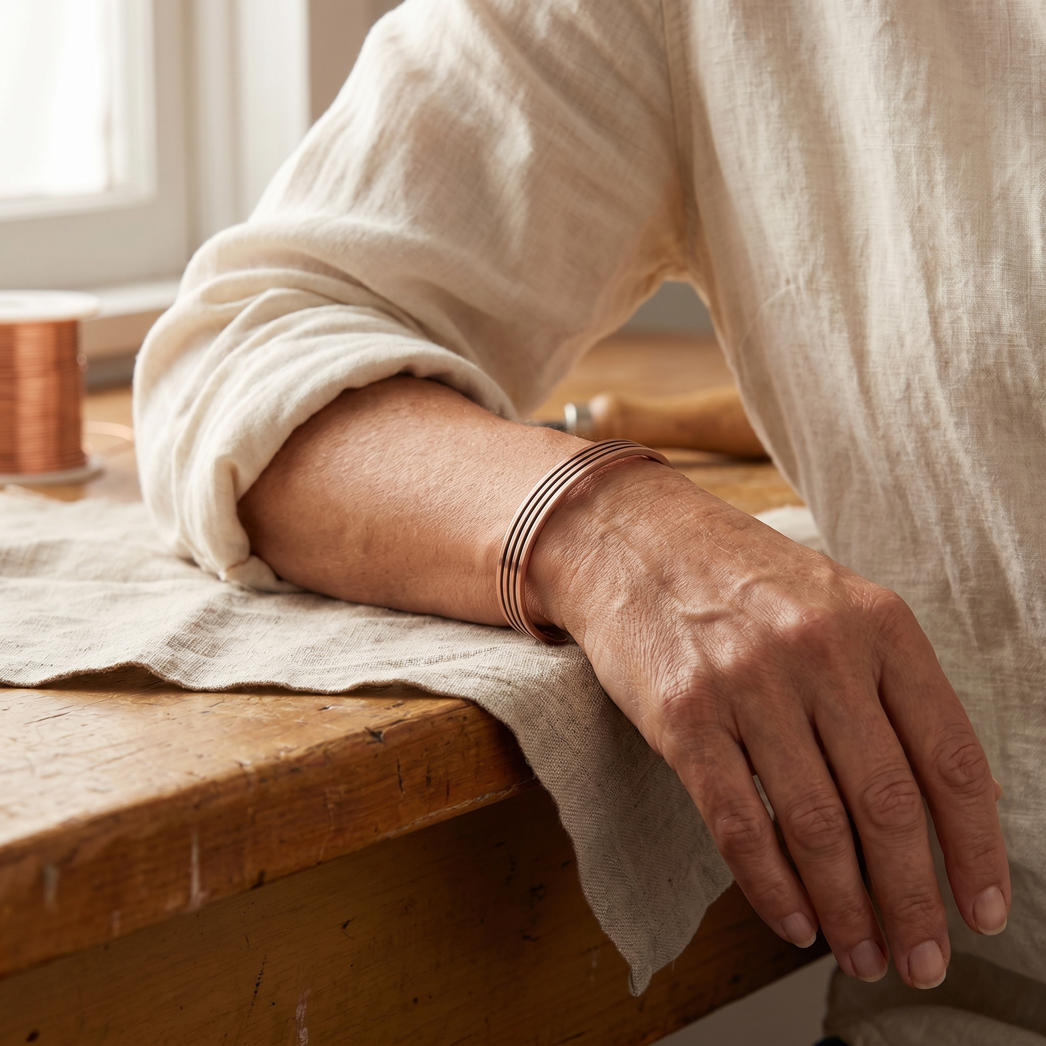 Rita's Sage Copper Bracelet